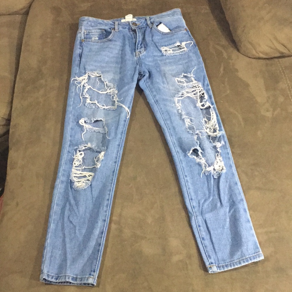 Forever 21 Busted Distressed Denim Jeans